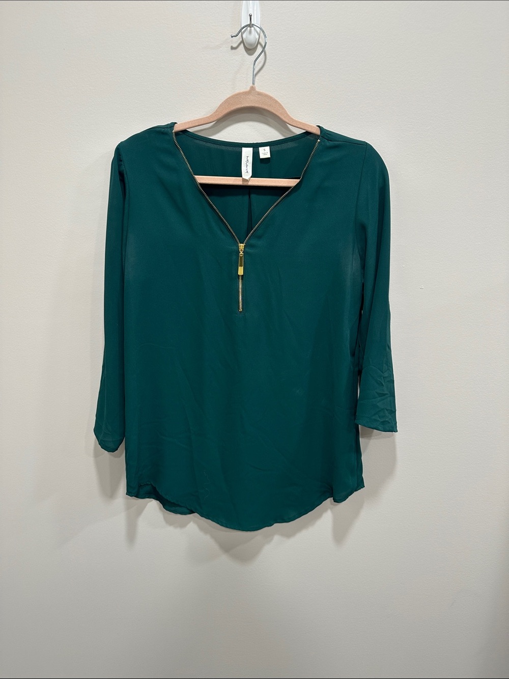 Tacera Emerald Zip-Pull Tunic Top